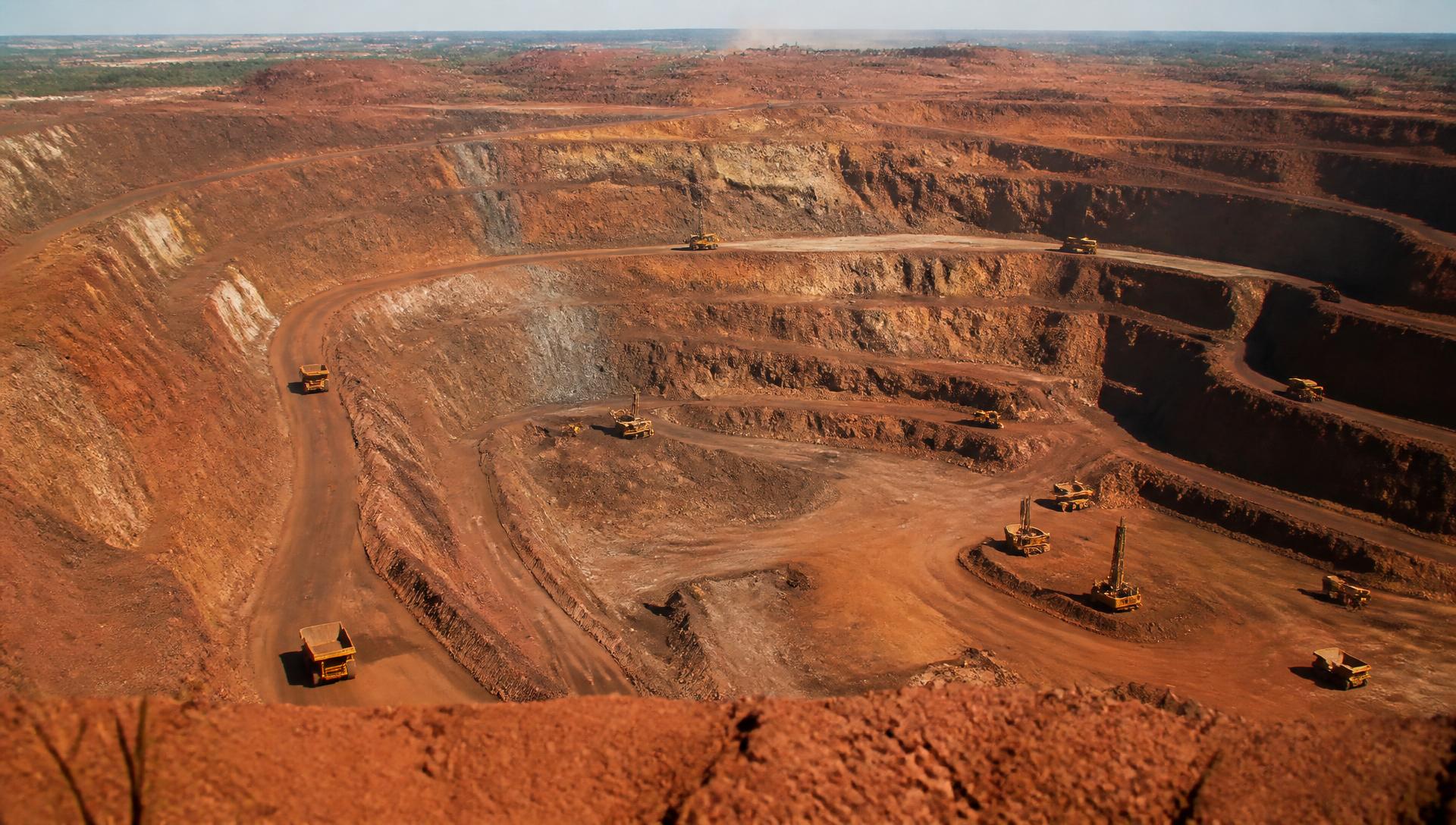 Vue aérienne d'une mine à ciel ouvert en République Démocratique du Congo